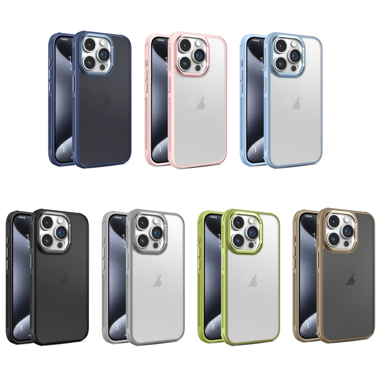 Estuche para Teléfono iPhone 14 Pro Max Marco de Lente Metal Esmerilado Sensación Piel Enfriamiento Lateral (Gris)