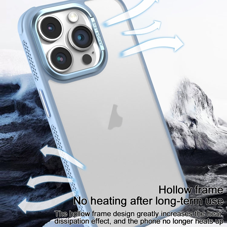 Estuche para teléfono iPhone 13 Pro marco Lente metal esmerilado sensación piel enfriamiento lateral (Negro)