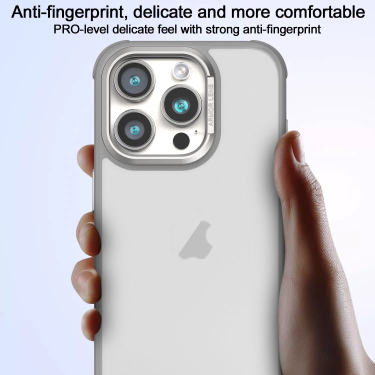 Estuche para teléfono iPhone 15 Pro Max con marco de Lente de metal esmerilado y enfriamiento lateral (Azul)