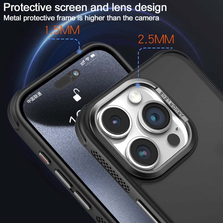 Estuche para teléfono iPhone 13 Pro marco Lente metal esmerilado sensación piel enfriamiento lateral (Negro)