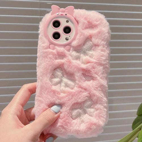 Funda TPU con Bordado de Felpa para iPhone 16 Pro (Lazo de Base)