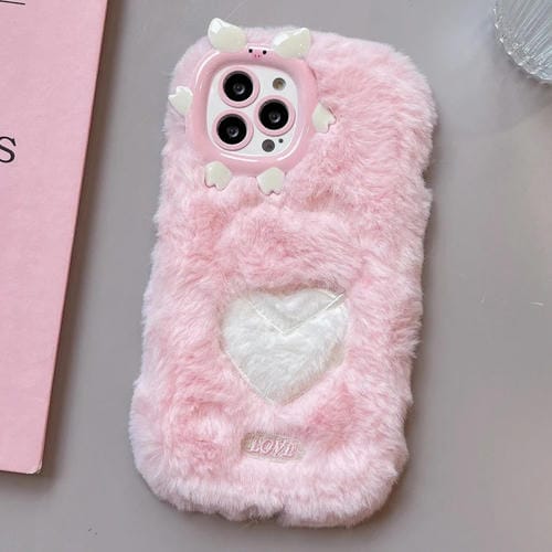 Funda TPU con Bordado de Felpa para iPhone 14 Pro (Corazón de Fundación)