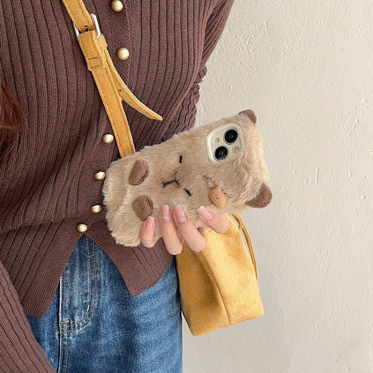 Funda para Teléfono Capibara Peluche 3D Cobertura Total iPhone 14 (Marrón)