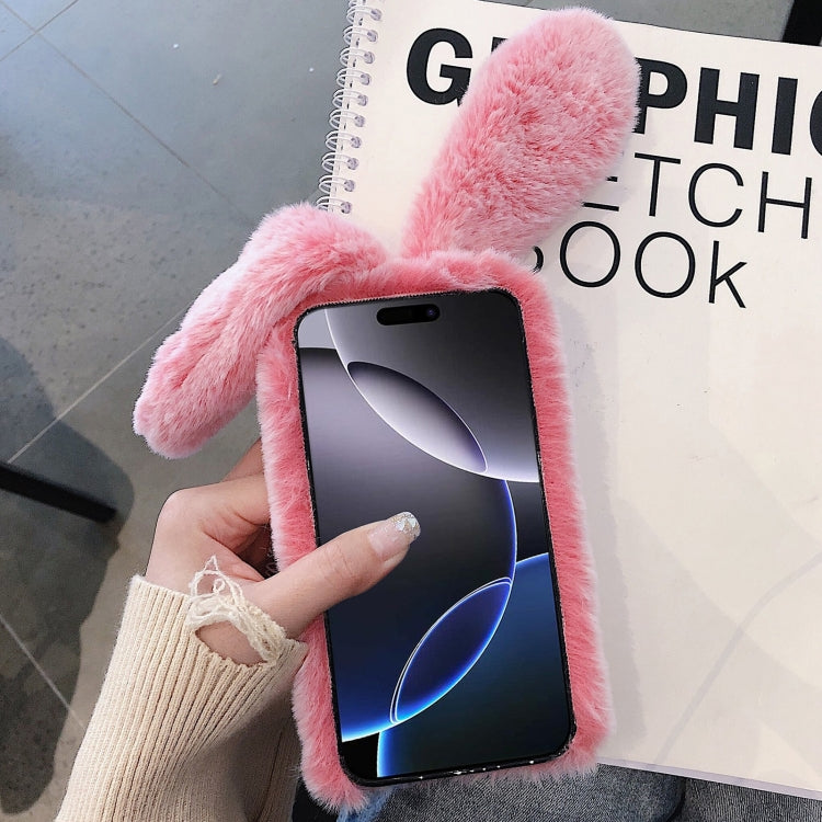 Funda para Teléfono iPhone 16 Plus Cobertura Total Conejo Orejas Largas 3D (Rosa)