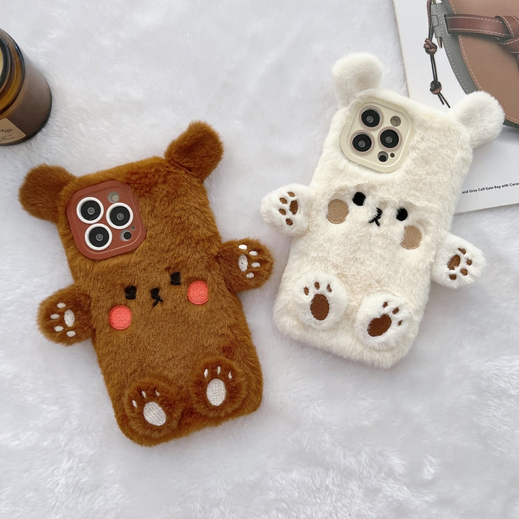 Funda para Teléfono Apple iPhone 13 Pro con Osito de Peluche Sonriente en 3D (Blanco)