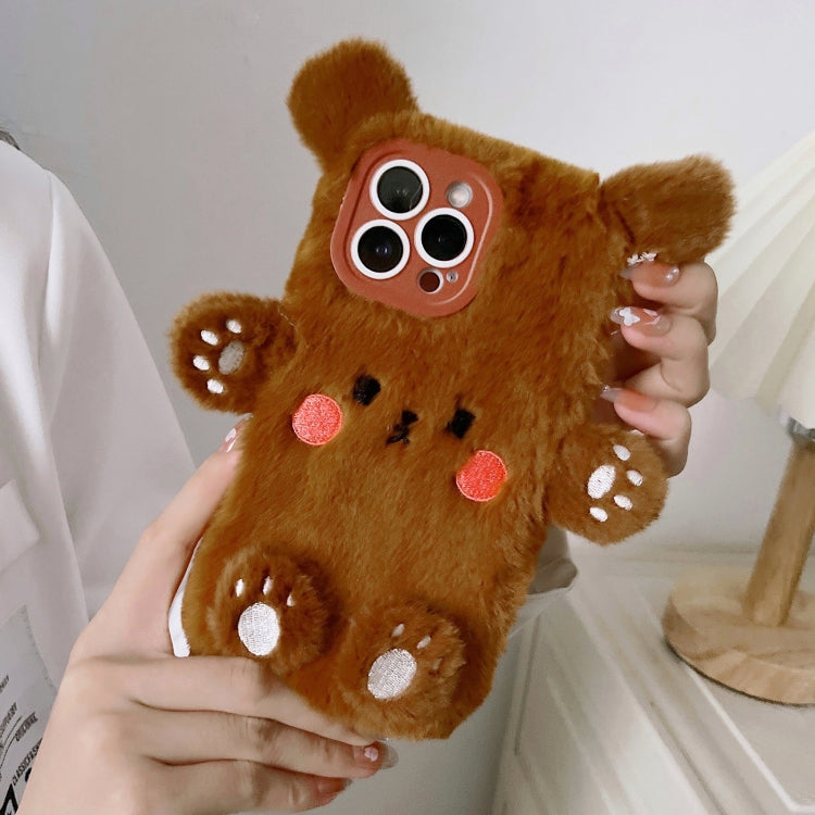 Funda para Teléfono iPhone 14 Osito de Peluche Sonriente En 3D (Marrón)