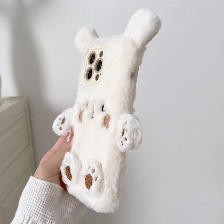 Funda para Teléfono Apple iPhone 13 Pro con Osito de Peluche Sonriente en 3D (Blanco)