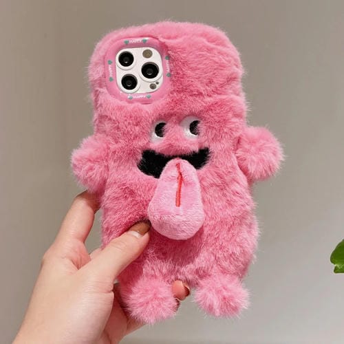 Funda teléfono iPhone 14 Pro diseño Monstruo Lengua Larga magnética 3D (Rosa)