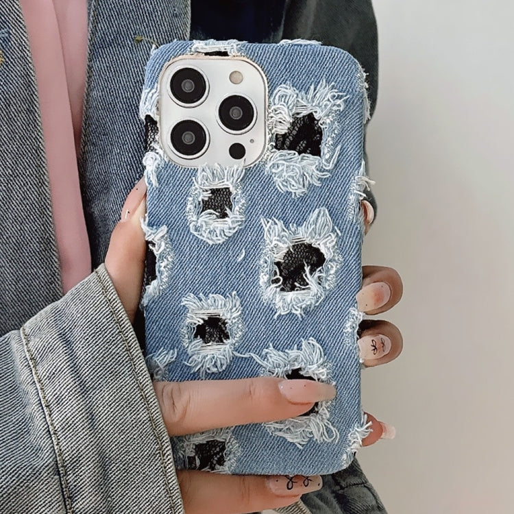 Funda para iPhone 12 Pro PU con Múltiples Agujeros y Encaje (Negro)