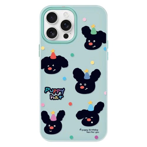 Funda híbrida TPU Policarbonato iPhone 13 Pro Max Sombrero de Cachorro (Verde Claro)