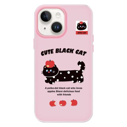 Funda híbrida TPU y PC iPhone 13 Tacto de piel (Apple Black Cat Pink)