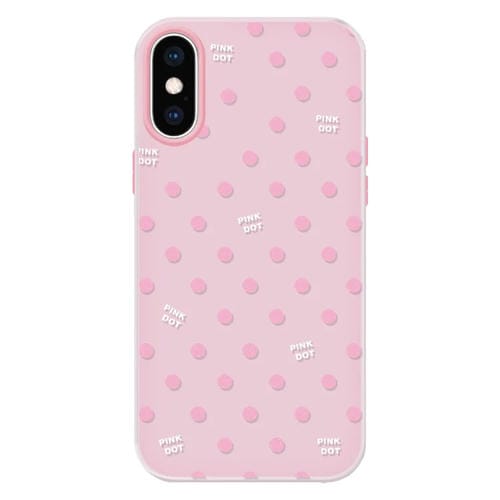 Funda híbrida TPU Policarbonato iPhone X/Xs Tacto sedoso (Lunares Rosa)