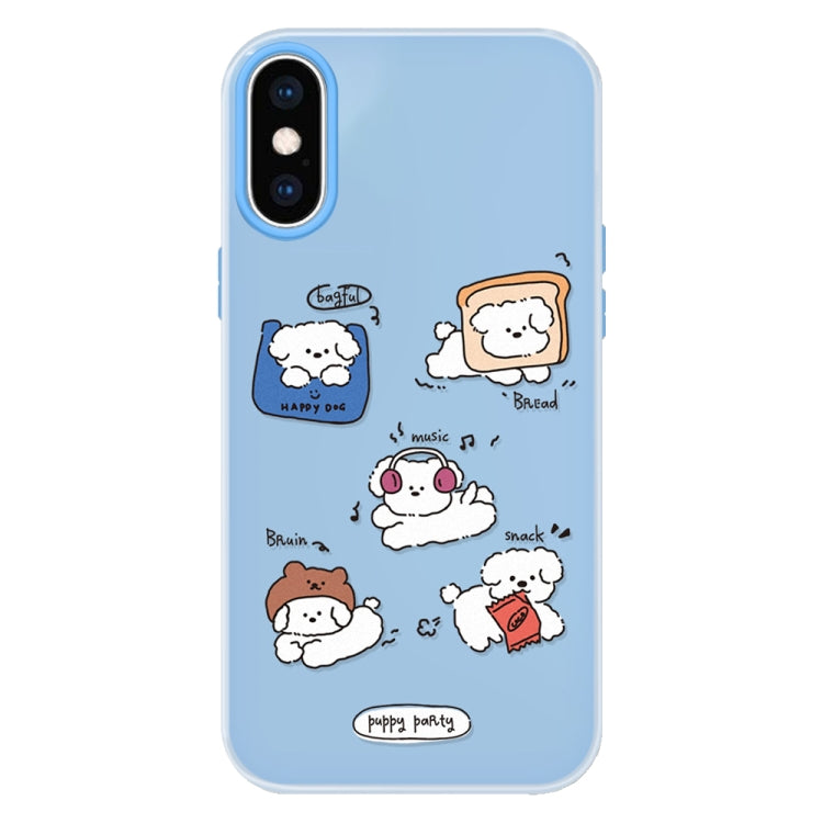 Funda híbrida TPU Policarbonato iPhone X/Xs Tacto sedoso (Puppy Party)