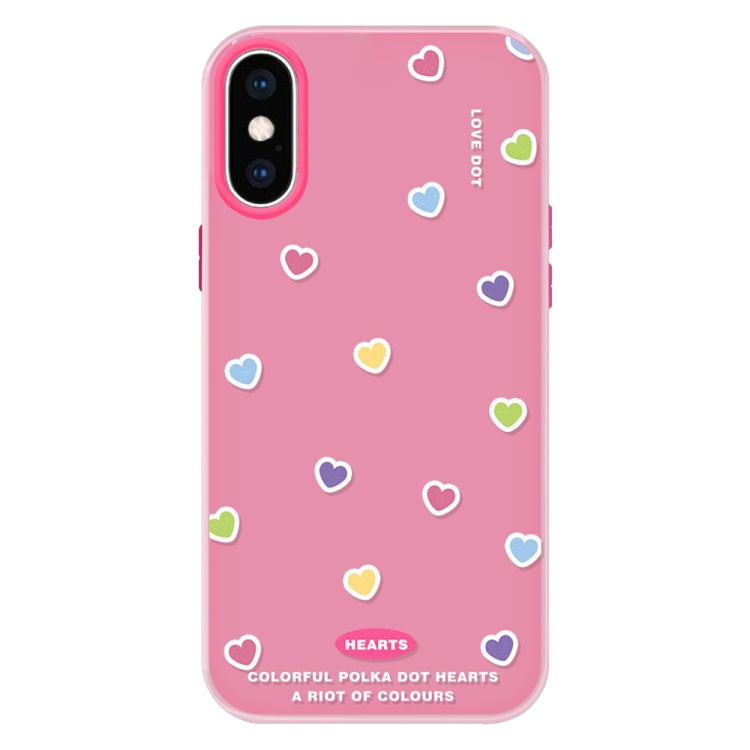 Funda híbrida TPU y policarbonato iPhone Xs Max con tacto sedoso (Rojo, Rosa, Amor)