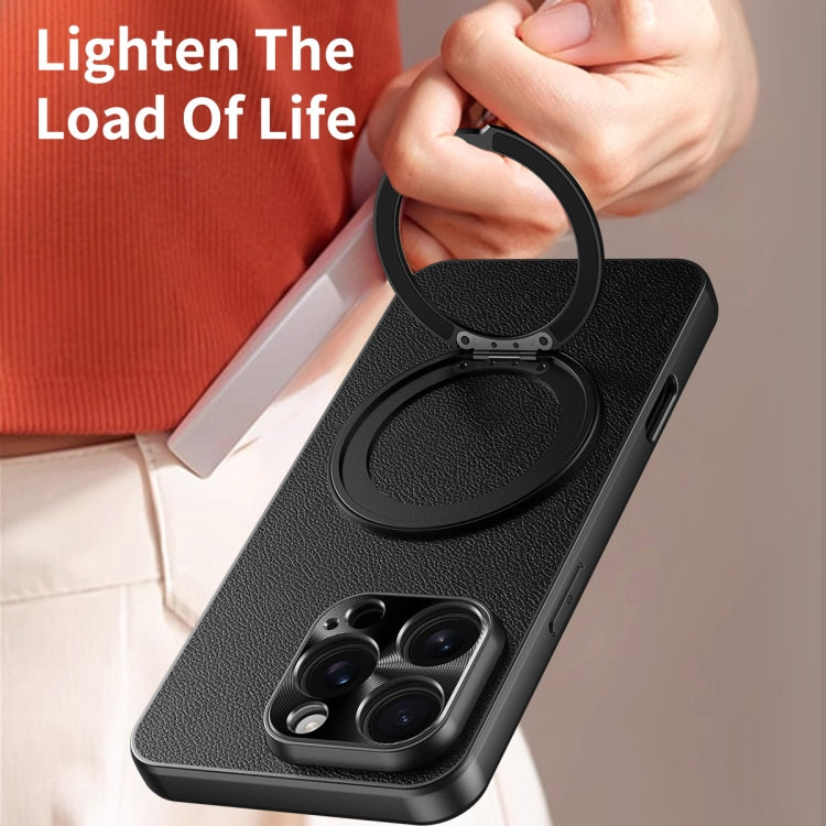 Funda de Cuero con Soporte Magsafe para iPhone 16 Pro (Negra)