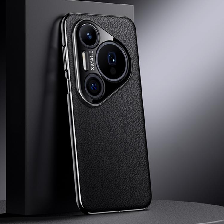 Funda de cuero genuino para Huawei Pura 80 Pro 5G (negro)