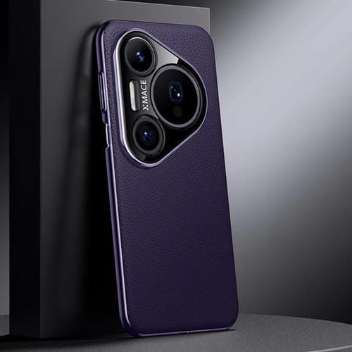 Funda de PC de cuero genuino para Huawei Pura 80 Ultra 5G (morado oscuro)