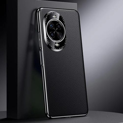 Funda de cuero genuino para Huawei Nova 14 Pro (negro)