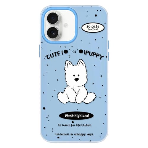 Funda híbrida TPU Policarbonato iPhone 16 Plus Tacto sedoso (Azul Perro)