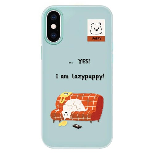 Funda híbrida TPU Policarbonato iPhone X/Xs Perrito Perezoso (Verde Claro)