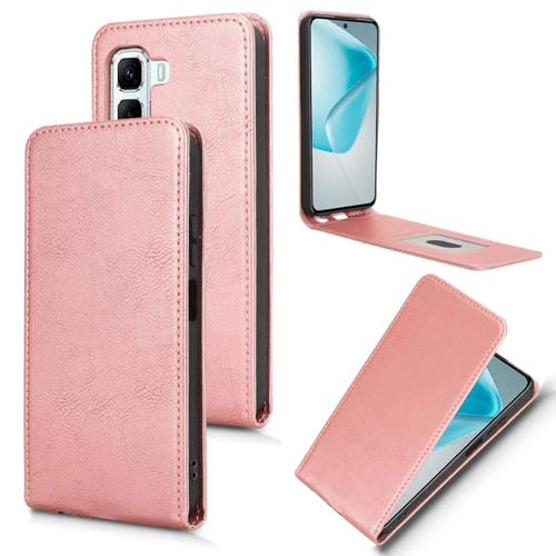 Funda de Cuero con Tapa Vertical Magnética para Infinix Hot 50 5G (Oro Rosa)