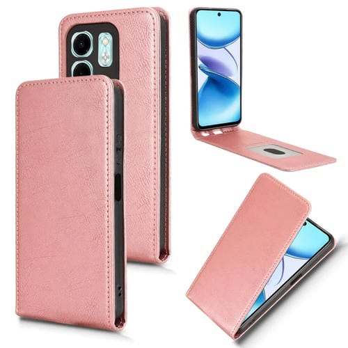 Funda de Cuero con Tapa Vertical Magnética para Infinix Hot 50I 4G (Oro Rosa)