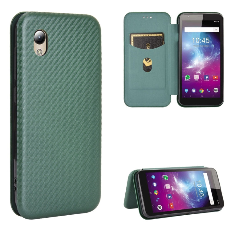 Para ZTE Blade A3 Lite Textura de fibra de carbono Flip horizontal magnético TPU + PC + Funda de cuero PU con ranura para tarjeta
