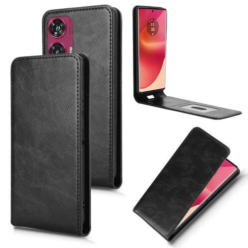 Funda de Cuero con Tapa Vertical Magnética para Motorola Edge 50 Fusion 5G (Negra)