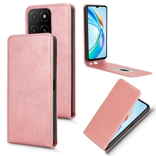 Funda de Cuero Magnética con Tapa Vertical para Honor X5B 4G (Oro Rosa)