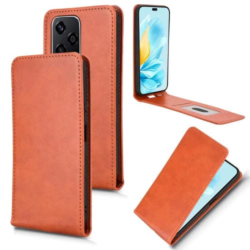 Funda de Cuero con Tapa Vertical Magnética para Honor 200 Lite 5G (Marrón)
