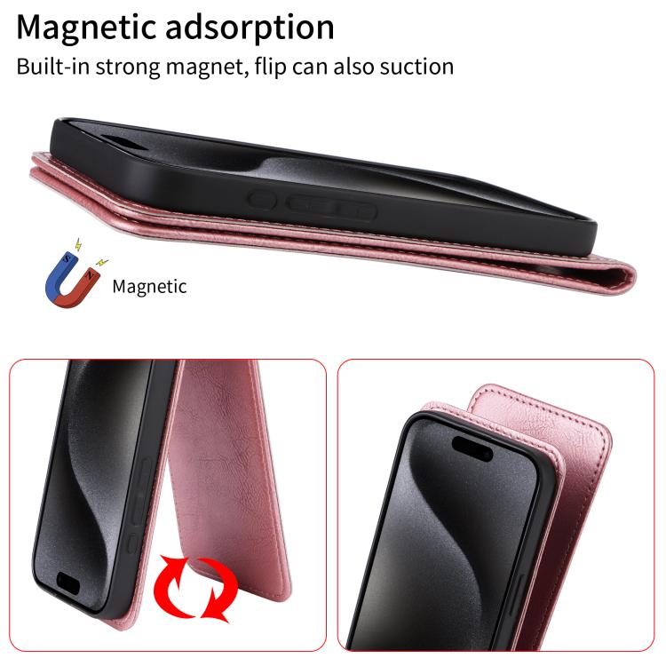 Funda de Cuero con Tapa Vertical Magnética para Sony Xperia 1 V (2023) (Oro Rosa)