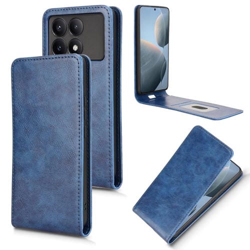 Funda de Cuero con Tapa Vertical Magnética para Teléfono Xiaomi Poco X6 Pro/Redmi K70E 5G (Azul)