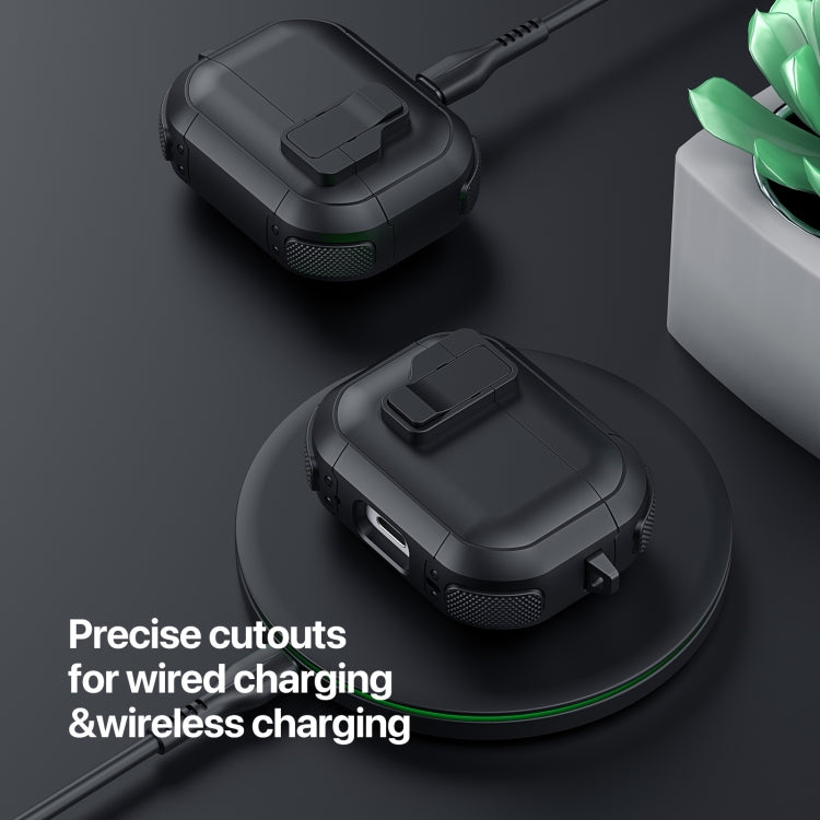 Estuche para Auriculares Dux Ducis Pecp Series para Airpods 4 con Gancho Dividido (Verde y Blanco)