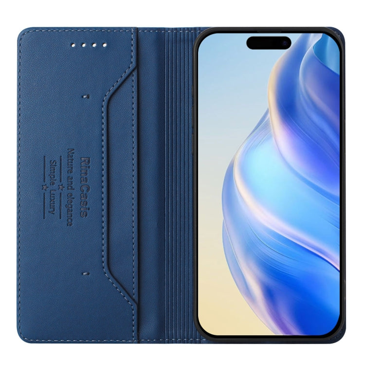 Funda de Cuero con Doble Pliegue y Succión Magnética para iPhone Se 2024 Rc01 (Azul Oscuro)