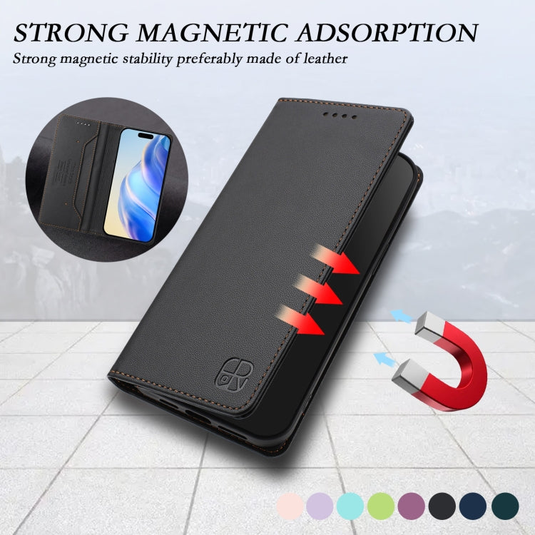 Funda de Cuero para iPhone 13 Mini Rc01 con Doble Pliegue y Succión Magnética (Negra)