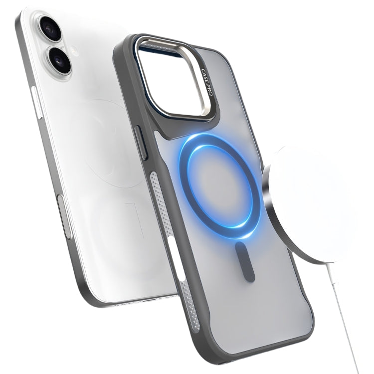 Funda Magnética Magsafe para iPhone 16 Plus con Soporte de Metal (Gris)