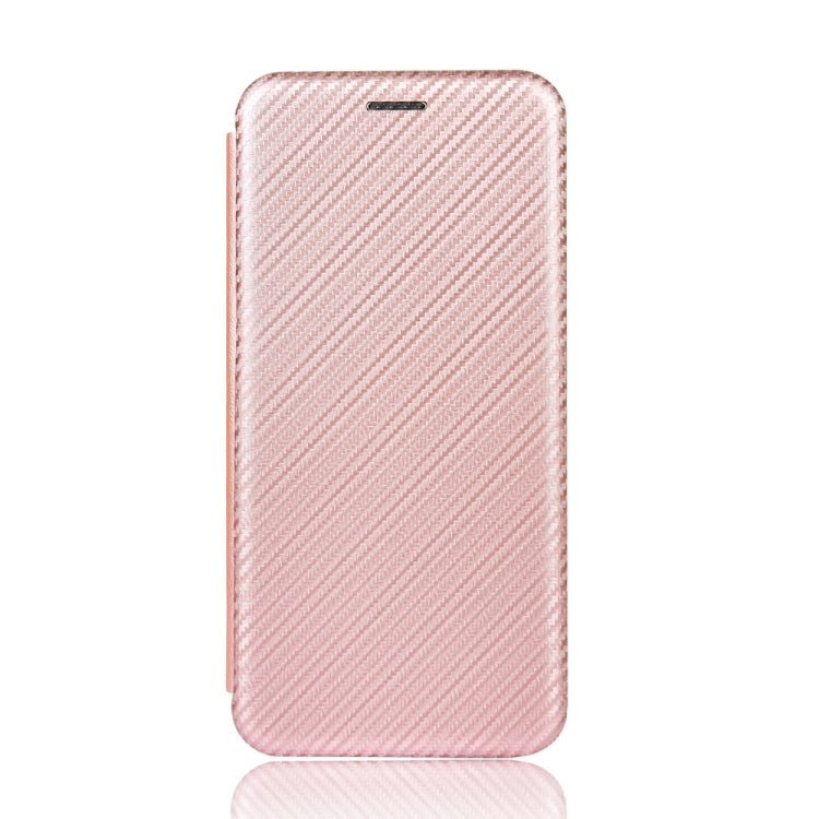 Para Nokia 7.2 y 6.2 Textura de fibra de carbono con tapa magnética horizontal TPU + PC + PU Funda de cuero con ranura para tarjeta (rosa)