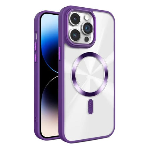 Funda para Teléfono Magsafe iPhone 14 Pro Max Textura Cd Brillante (Morado Oscuro)
