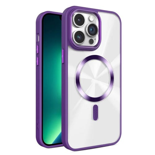 Funda para Teléfono Magsafe iPhone 13 Pro Textura Cd Brillante (Morado Oscuro)