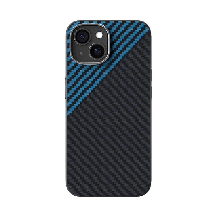 Funda para Teléfono Abeel C Carbon Fiber Series 6D Micro Relief Magsafe para iPhone 14 (Negro y Azul)