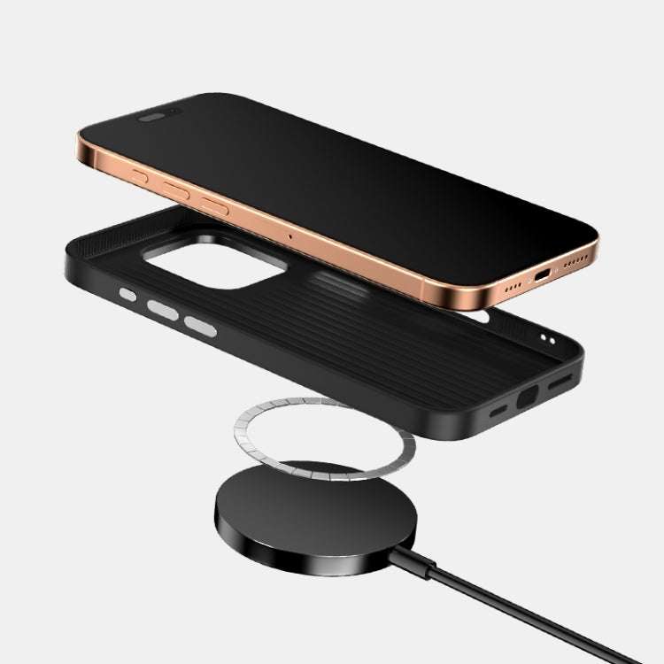Funda para Teléfono Abeel C Carbon Fiber Series 6D Micro Relief Magsafe para iPhone 14 Pro (Negro y Gris)