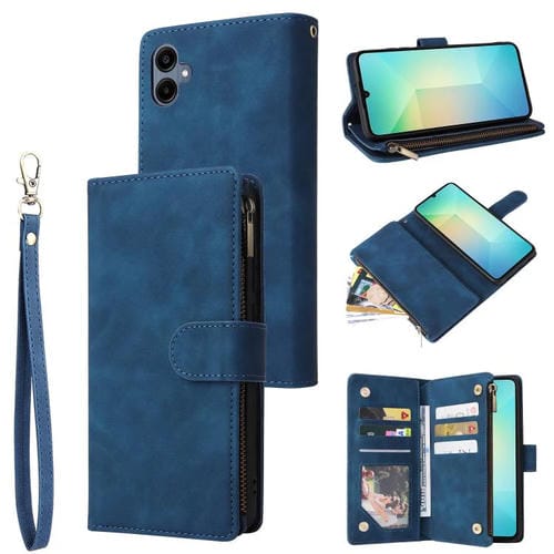 Funda de cuero multifuncional con cremallera esmerilada para Samsung Galaxy A07 4G/5G (azul)
