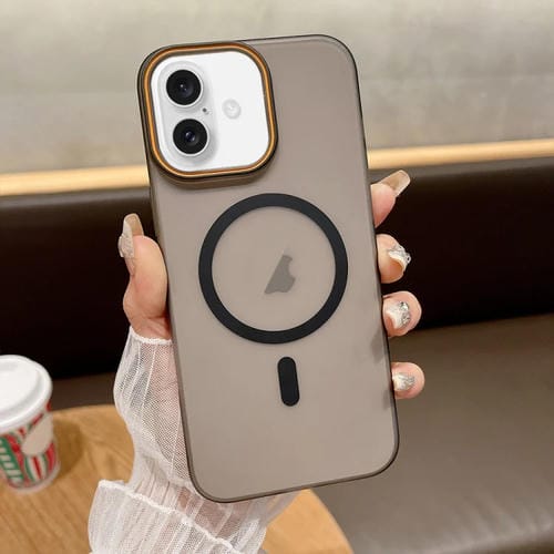 Funda para Teléfono PC con Imán Magsafe Tacto Suave y Arena para iPhone 16 Plus (Negro Claro)