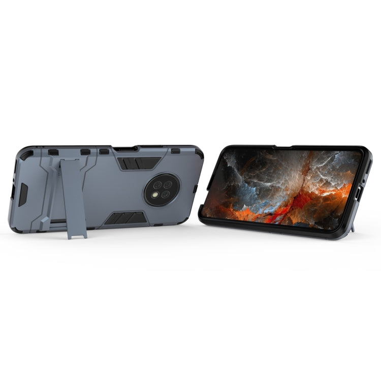 Para Huawei Enjouy 20 Plus PC + TPU Funda protectora a prueba de golpes con soporte invisible dos en uno (azul marino)