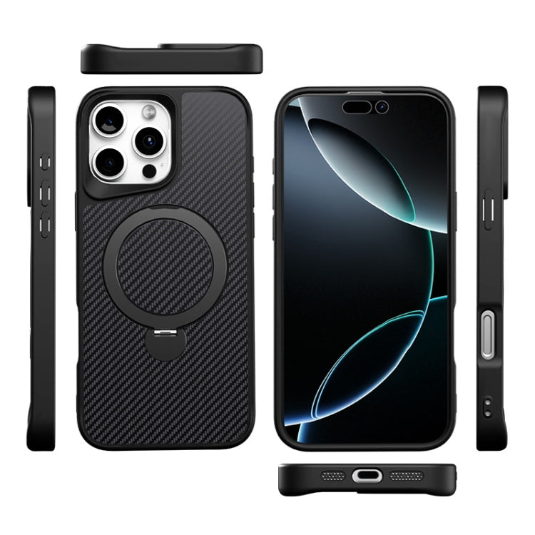 Funda para Teléfono con Soporte Magsafe 360 Textura Fibra de Carbono para iPhone 11 (Dorado del Desierto)