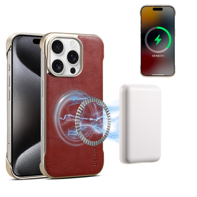 Funda para Teléfono Denior Magsafe Piel de Becerro Genuina para iPhone 15 Pro (Negra)