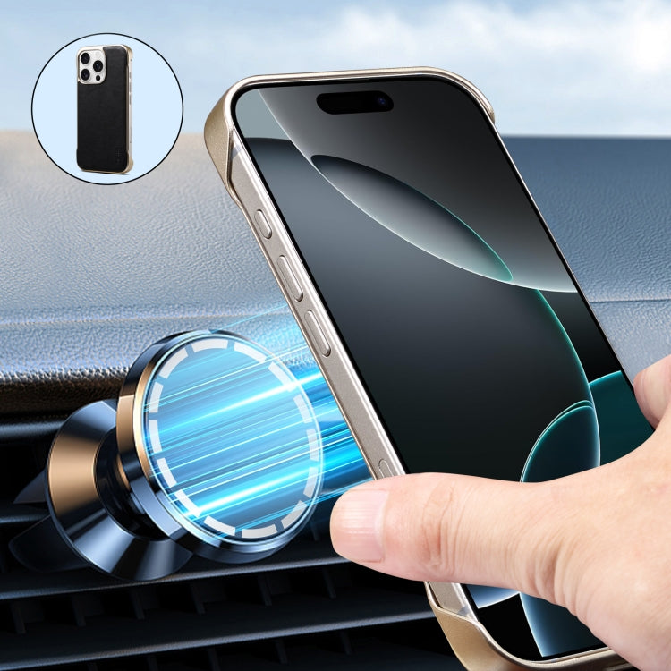 Funda para Teléfono Denior Magsafe Piel de Becerro Genuina para iPhone 15 Pro (Negra)