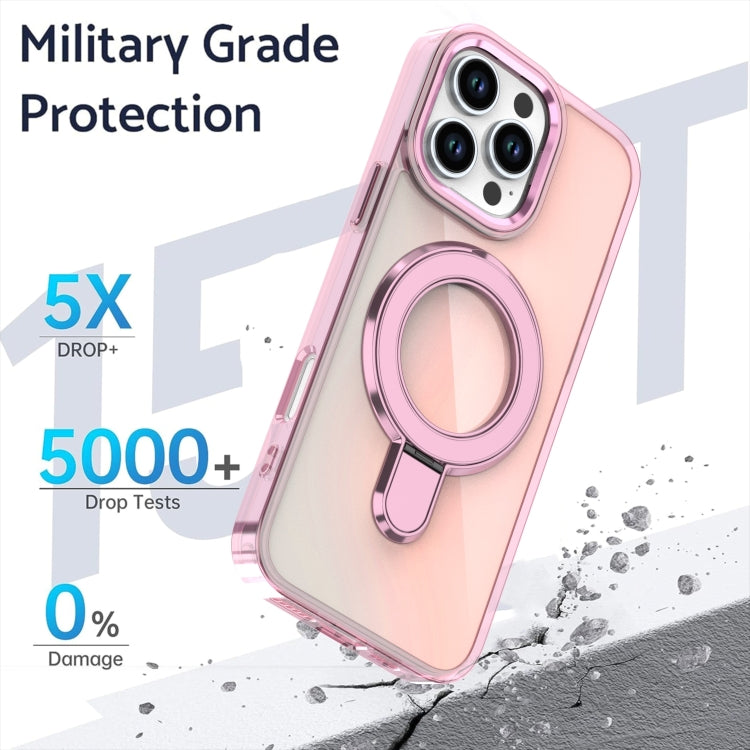 Estuche para Teléfono Magsafe iPhone 15 Plus 14 Plus Soporte Revestimiento Degradado (Rosa Transparente)