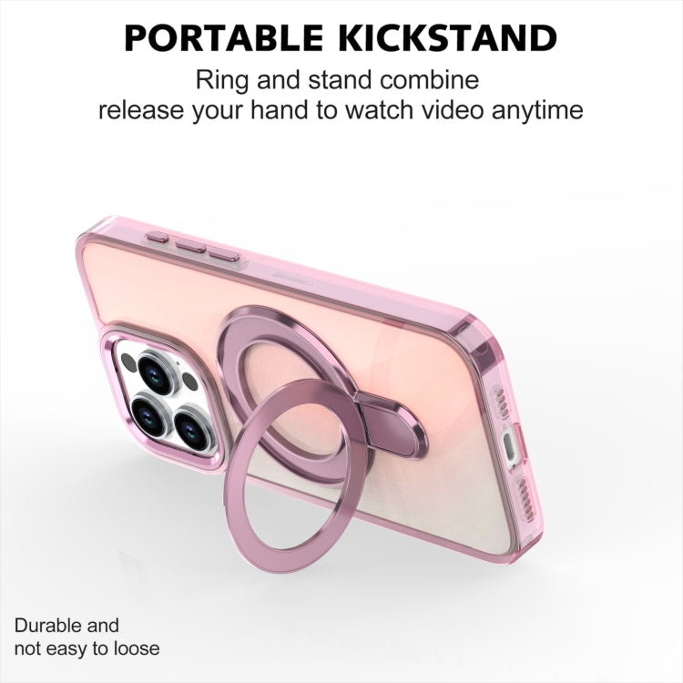Estuche para Teléfono con Soporte Magsafe para iPhone 11 con Revestimiento Degradado y Decoloración (Morado Transparente)