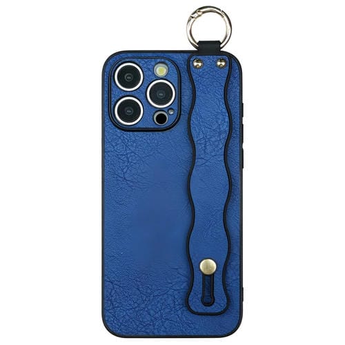 Funda de Teléfono TPU con Soporte de Pulsera Ondulado para iPhone 14 Pro Max (Azul)